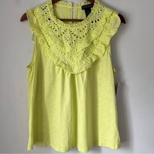 Design 365 Sleeveless Blouse Eyelet Ruffle Womens XL